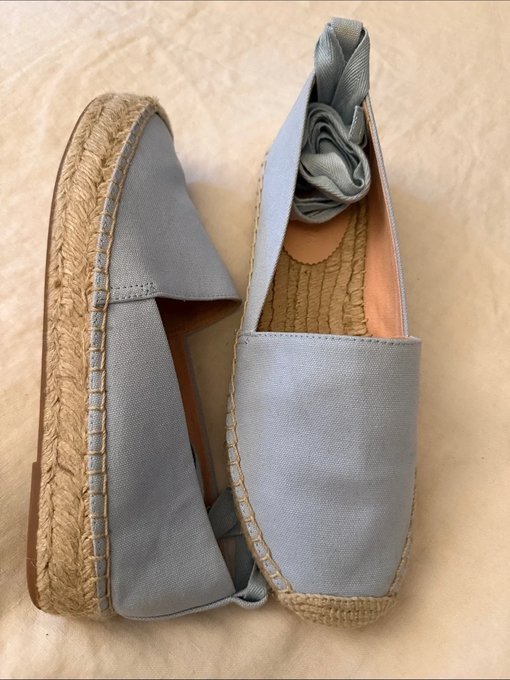J. Crew Pale Blue Canvas Espadrilles with Jute Sole size 8